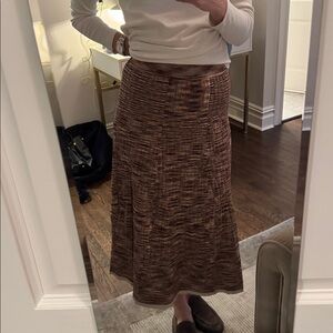 JONATHAN SIMKHAI Pleated Knit Midi Skirt Size S